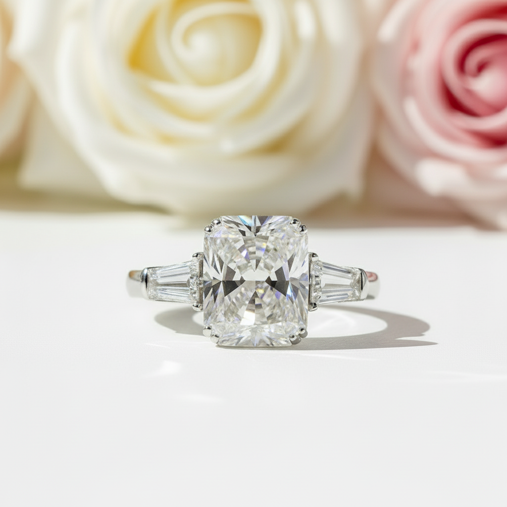 18k White Gold 3.0ct Radiant Cut Diamond Engagement Ring-Black Diamonds New York