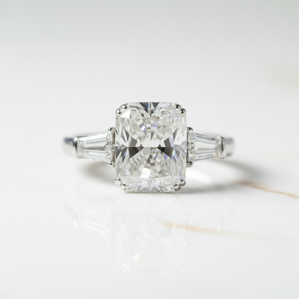 18k White Gold 3.0ct Radiant Cut Diamond Option Engagement Ring-Black Diamonds New York