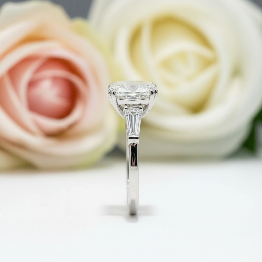 18k White Gold 3.0ct Radiant Cut Diamond Engagement Ring-Black Diamonds New York