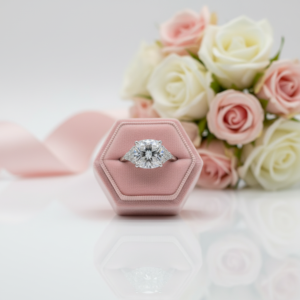 18K White Gold 3ct Cushion Cut Diamond Option Arrow Engagement-Black Diamonds New York