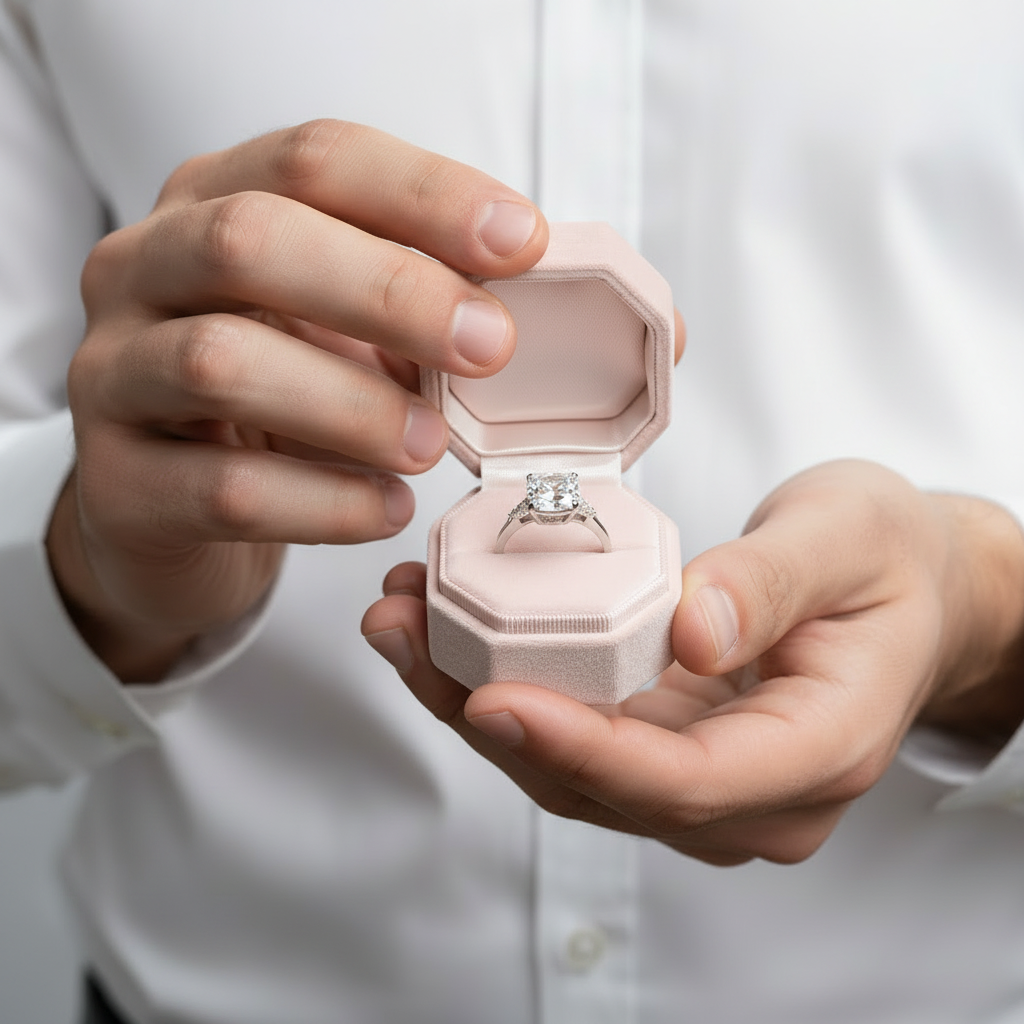 18K White Gold 3ct Cushion Cut Diamond Option Arrow Engagement-Black Diamonds New York