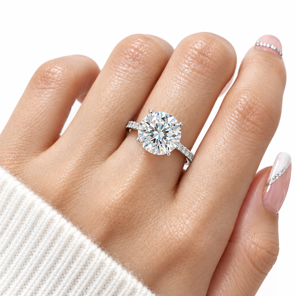 18k White Gold 4ct Diamond Option Engagement Ring-Black Diamonds New York