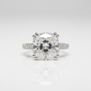 18K White Gold 5 Carat Cushion Cut Diamond Option Engagement Ring-Black Diamonds New York