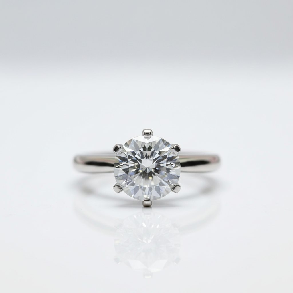 18K White Gold 5.0ct Round-Cut Sparkling Diamond Option Engagement Ring-Black Diamonds New York