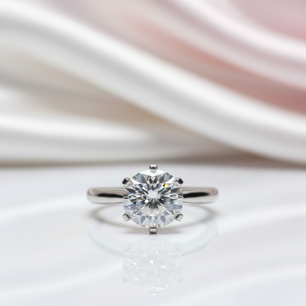 18K White Gold 5.0ct Round-Cut Sparkling Diamond Engagement Ring-Black Diamonds New York