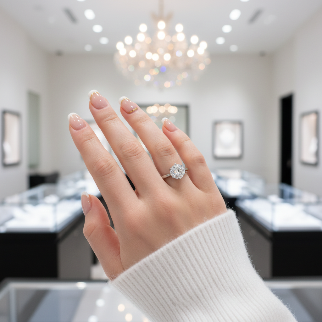 18K White Gold 5.0ct Round-Cut Sparkling Diamond Option Engagement Ring-Black Diamonds New York