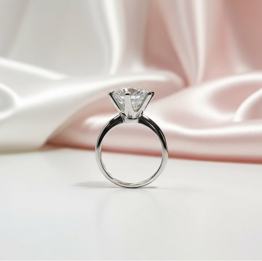 18K White Gold 5.0ct Round-Cut Sparkling Diamond Engagement Ring-Black Diamonds New York