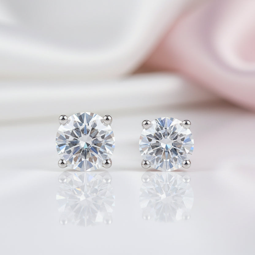 18k White Gold 6.5mm Diamond Option Earrings-Black Diamonds New York