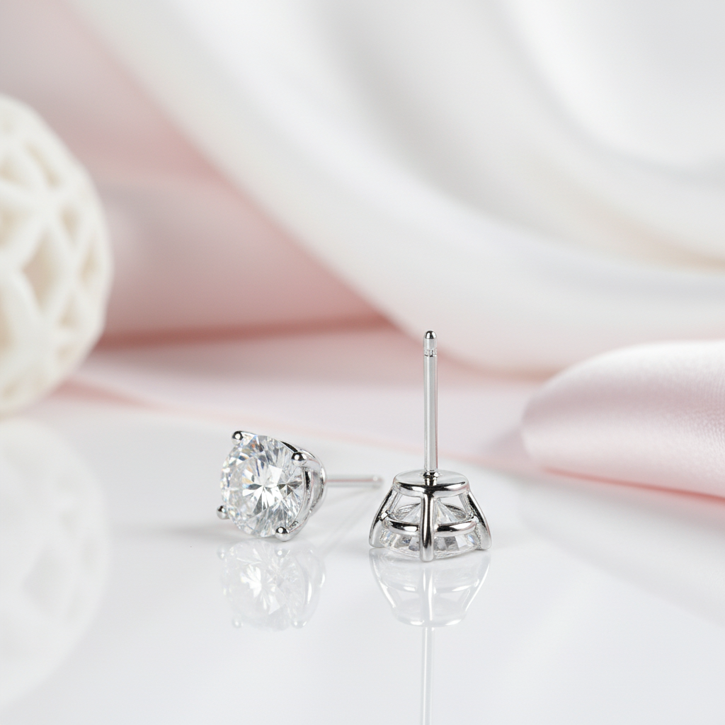 18k White Gold 6.5mm Diamond Option Earrings-Black Diamonds New York