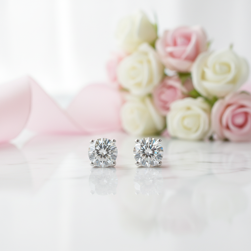 18k White Gold 6.5mm Diamond Option Earrings-Black Diamonds New York