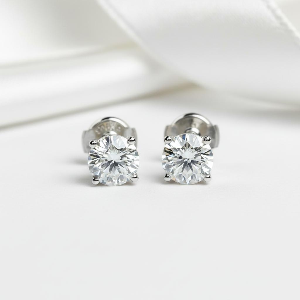 18k White Gold 6.5mm Diamond Option Earrings-Black Diamonds New York