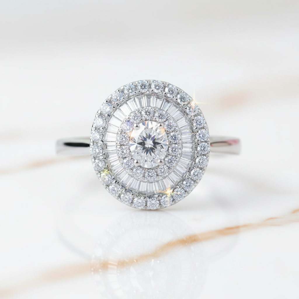 18k White Gold Diamond Option Engagement Ring-Black Diamonds New York