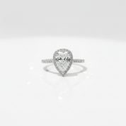 18K White Gold Pear Cut 1 Carat Diamond Option Water Drop Engagement Ring-Black Diamonds New York