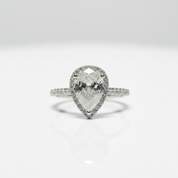 18K White Gold Pear Cut 1ct Diamond Option Water Drop Engagement Ring-Black Diamonds New York