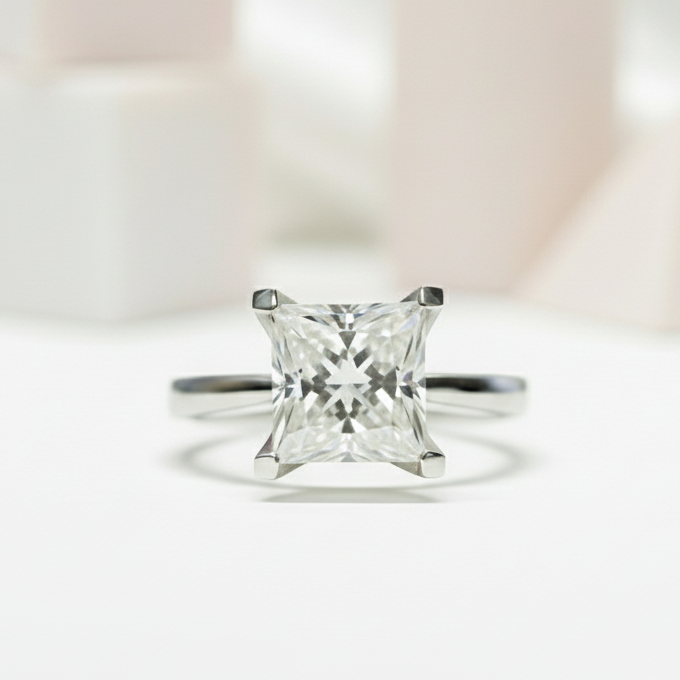 18K White Gold Princess Cut 2 Carat Diamond Engagement Ring-Black Diamonds New York