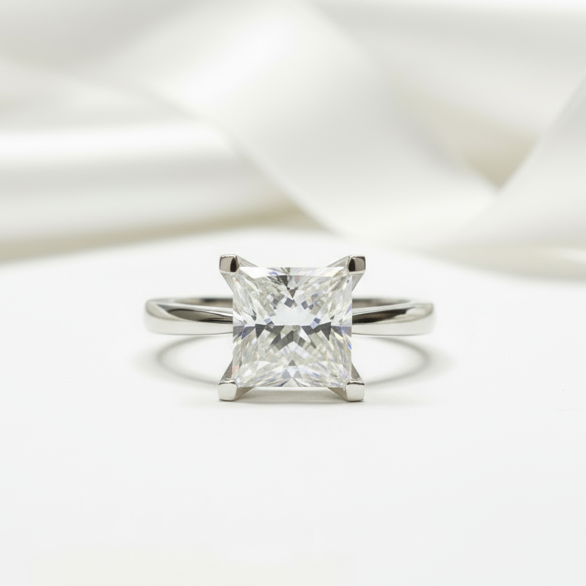 18K White Gold Princess Cut 2 Carat Diamond Engagement Ring-Black Diamonds New York