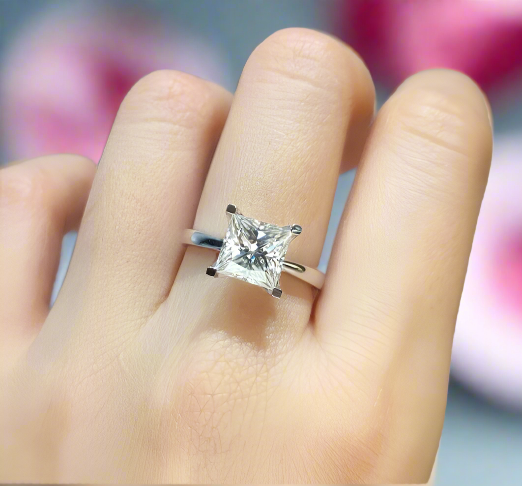18K White Gold Princess Cut Carat Diamond Engagement Ring