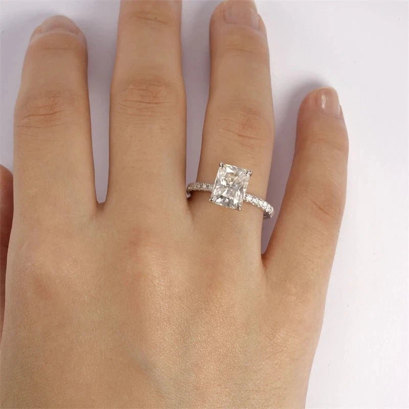18k White Gold Radiant Cut Ct Diamond Hidden Halo Engagement