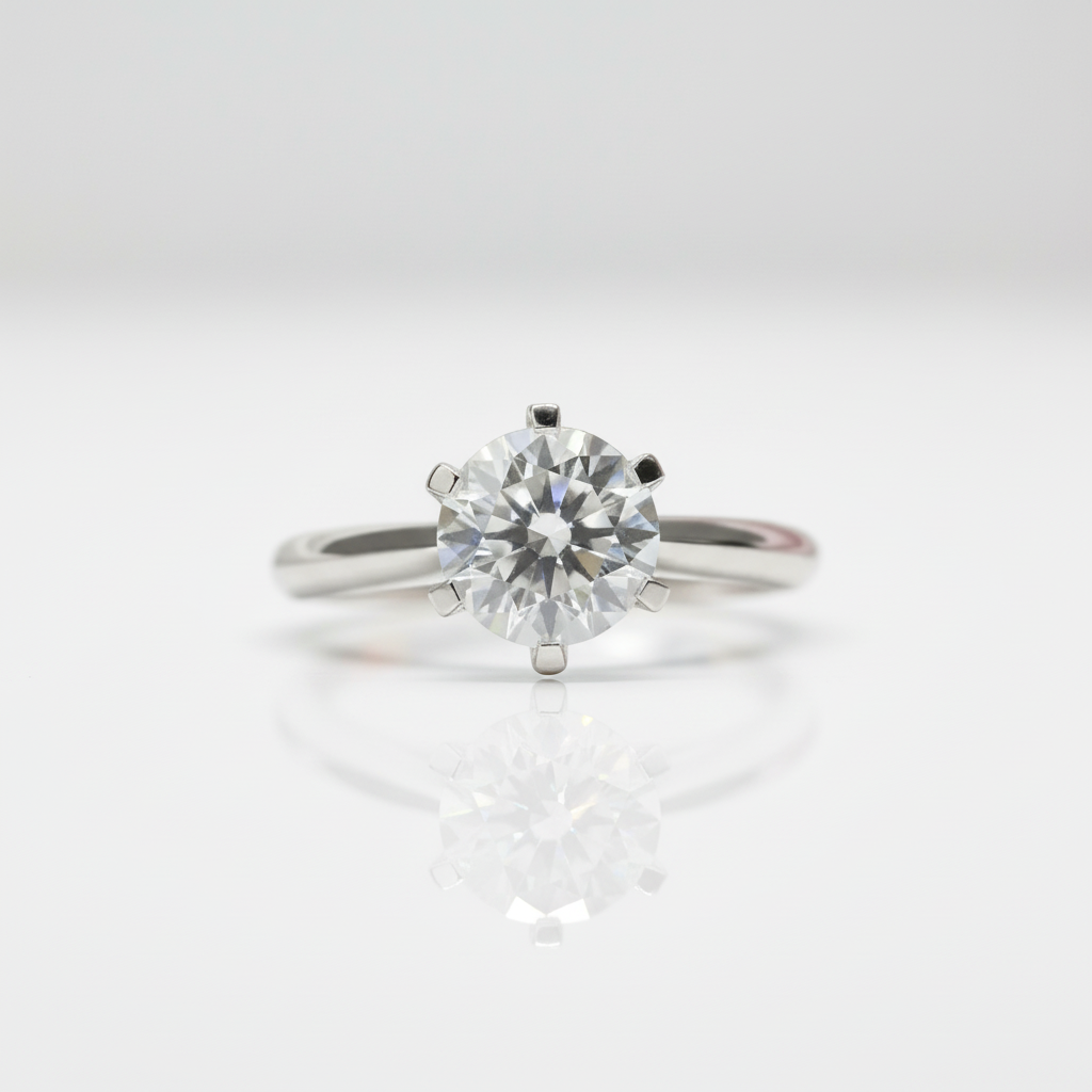 18K White Gold Round Brilliant Cut 1ct Diamond Option Engagement Ring-Black Diamonds New York