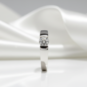 18k White Gold Round Cut 0.5 Carat 5mm Diamond Option Men's Ring-Black Diamonds New York