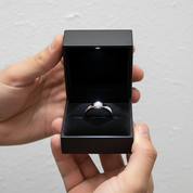 18k White Gold Round Cut 0.5 Carat 5mm Diamond Option Men's Ring-Black Diamonds New York