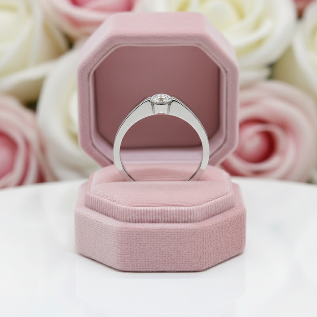 18k White Gold Round Cut 0.5 Carat 5mm Diamond Men's Ring-Black Diamonds New York