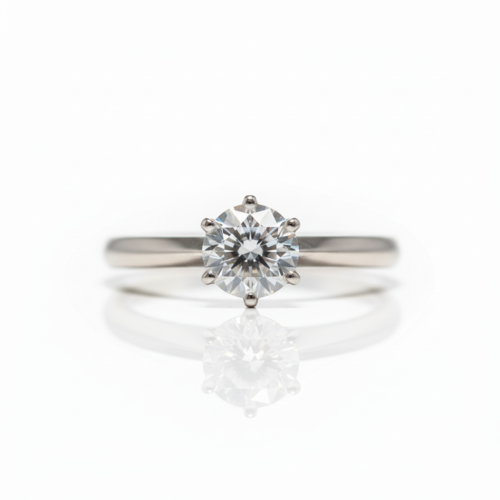 18K White Gold Round Cut 0.5ct 5mm Diamond Option Engagement Ring-Black Diamonds New York