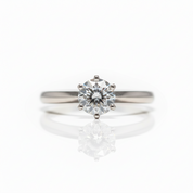 18K White Gold Round Cut 0.5ct 5mm Diamond Option Engagement Ring-Black Diamonds New York