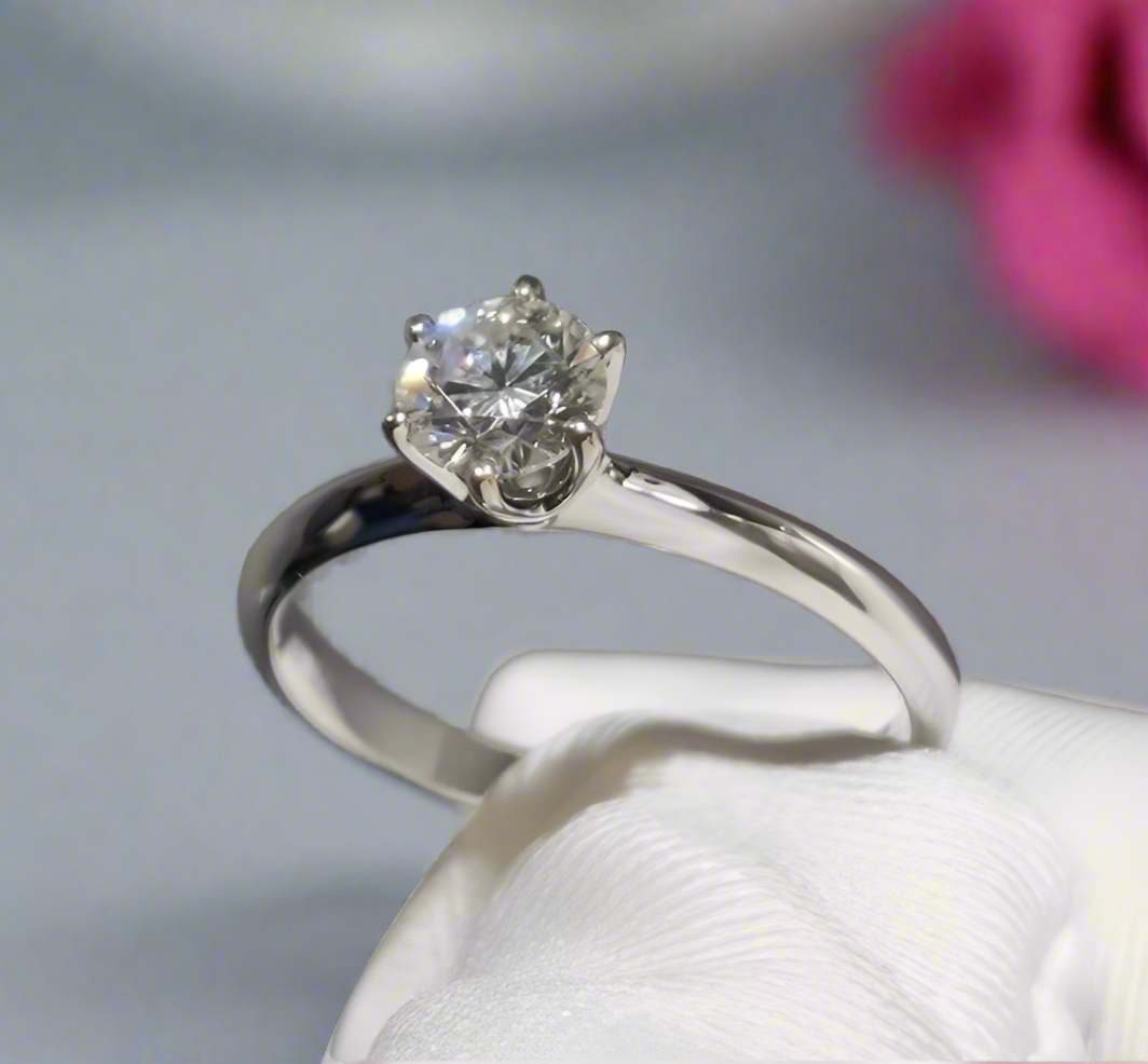 18K White Gold Round Cut 0.5ct 5mm Diamond Engagement Ring-Black Diamonds New York