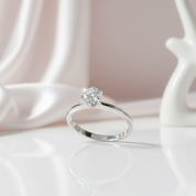 18K White Gold Round Cut 0.5ct 5mm Diamond Option Engagement Ring-Black Diamonds New York