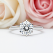 18K White Gold Round Cut 1 Carat 6.5mm D Color Diamond Engagement Ring-Black Diamonds New York