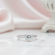 18K White Gold Round Cut 1 Carat 6.5mm D Color Diamond Option Engagement Ring-Black Diamonds New York