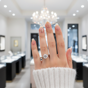 18K White Gold Round Cut 1 Carat 6.5mm D Color Diamond Engagement Ring-Black Diamonds New York