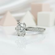 18K White Gold Round-Cut 1.0 ct 6 Heart Prong Diamond Engagement Ring-Black Diamonds New York