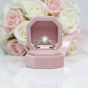 18K White Gold Round Cut 1ct 9mm Diamond Option Star Queen Engagement Ring-Black Diamonds New York