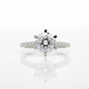18K White Gold Round Cut 1ct Diamond Option Engagement Ring-Black Diamonds New York
