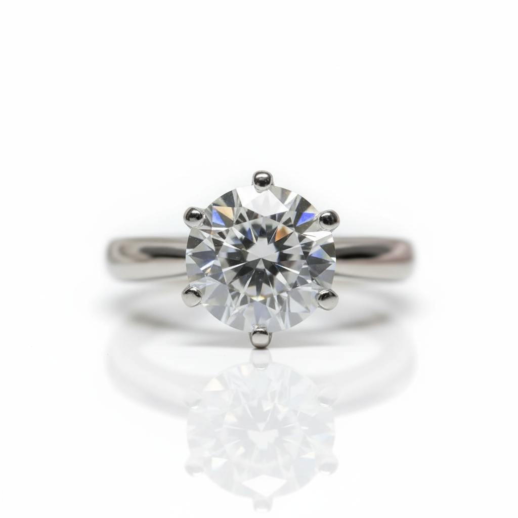 18K White Gold Round Cut 3 Carat Diamond Option Engagement Ring-Black Diamonds New York