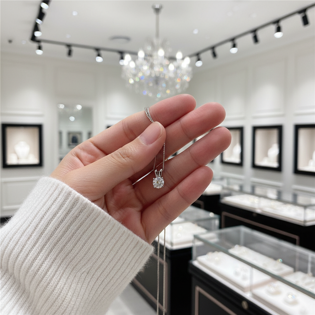 18k White Gold Round Diamond Necklace-Black Diamonds New York