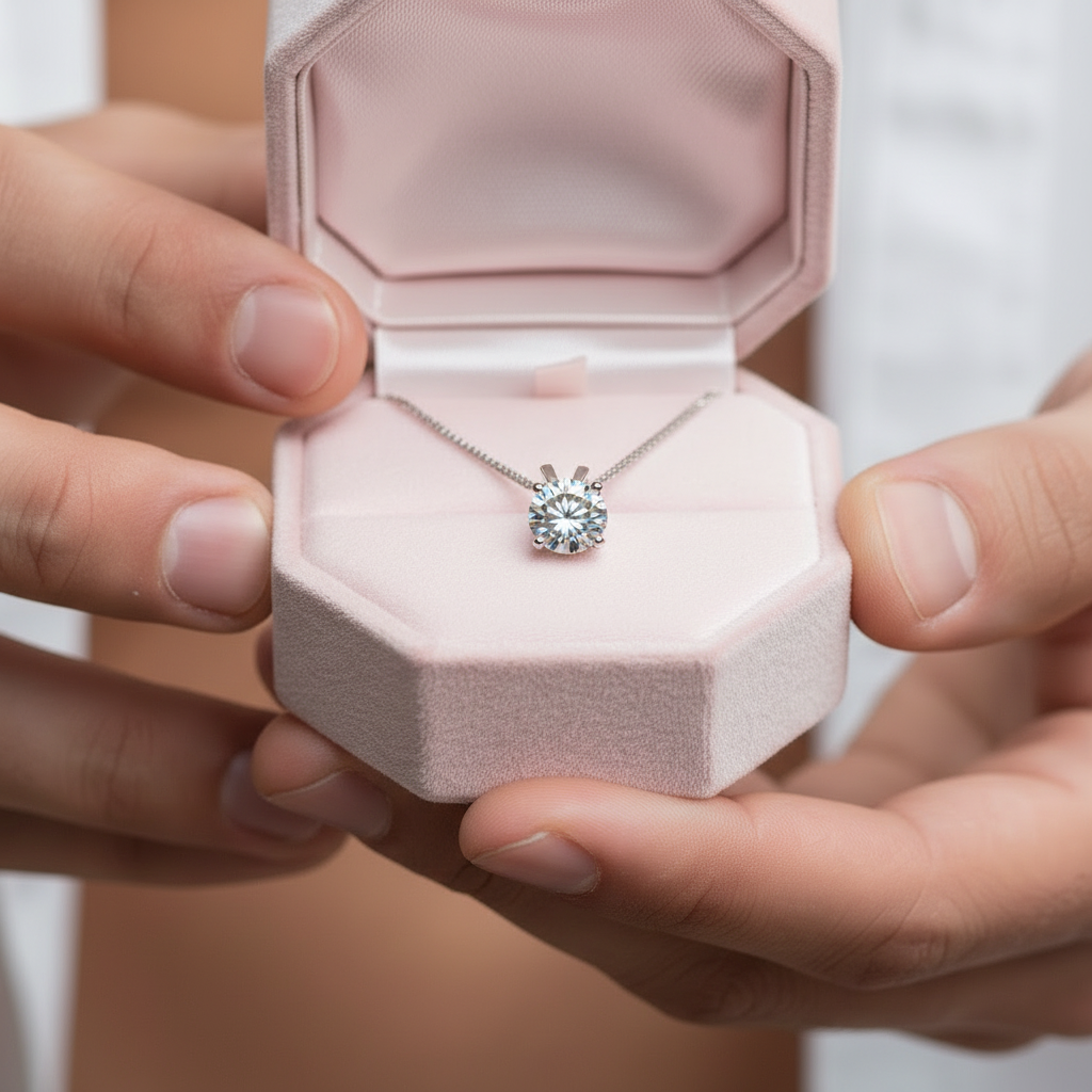 18k White Gold Round Diamond Necklace-Black Diamonds New York