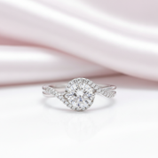 18k White Gold Twist 1.0ct VVS1 Diamond Option Ring-Black Diamonds New York