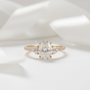 18k Yellow Gold 1.5 Ct Oval Cut Diamond Option Engagement Ring-Black Diamonds New York