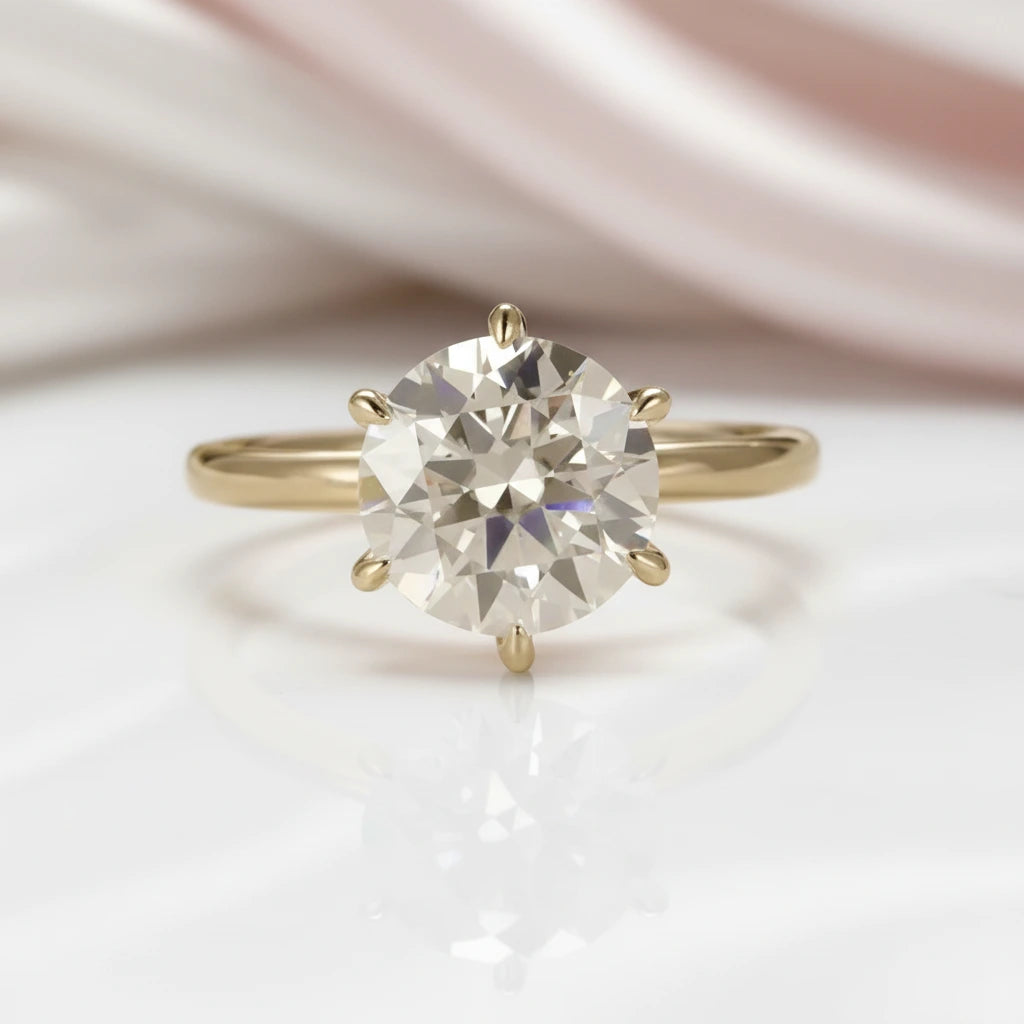 18k Yellow Gold 3.0 Ct Round Diamond Option Hidden Halo Engagement Ring-Black Diamonds New York