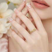 18k Yellow Gold Adjustable Retro Lace Design Ring-Black Diamonds New York