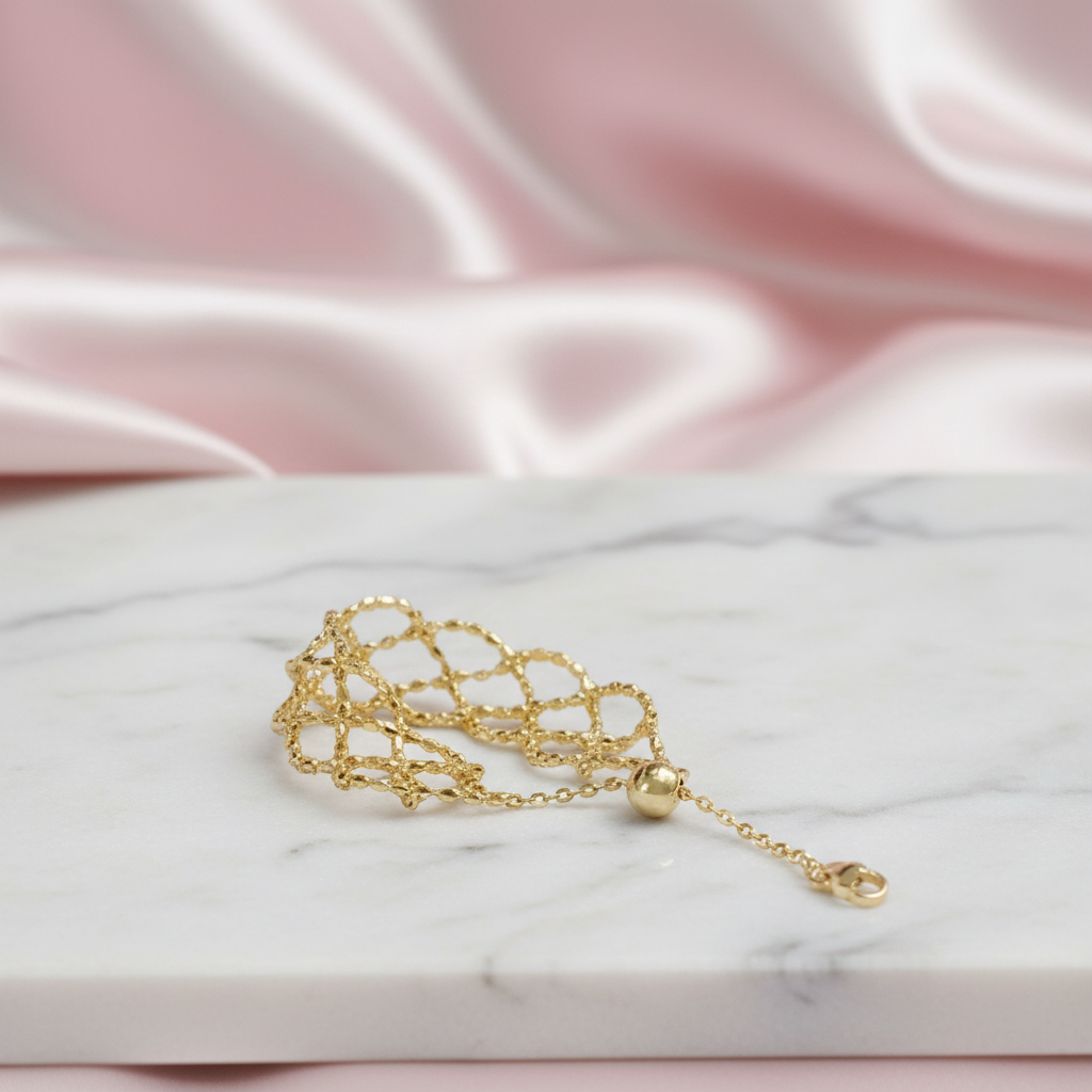 18k Yellow Gold Adjustable Retro Lace Ring-Black Diamonds New York