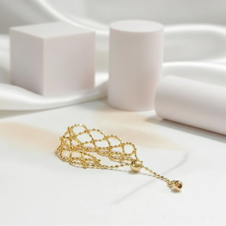 18k Yellow Gold Adjustable Retro Lace Ring-Black Diamonds New York