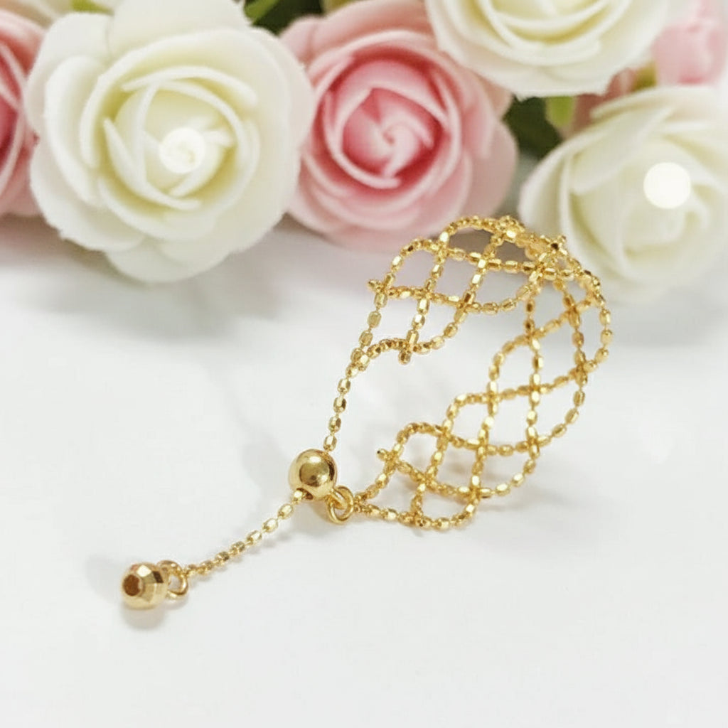 18k Yellow Gold Adjustable Retro Lace Ring-Black Diamonds New York