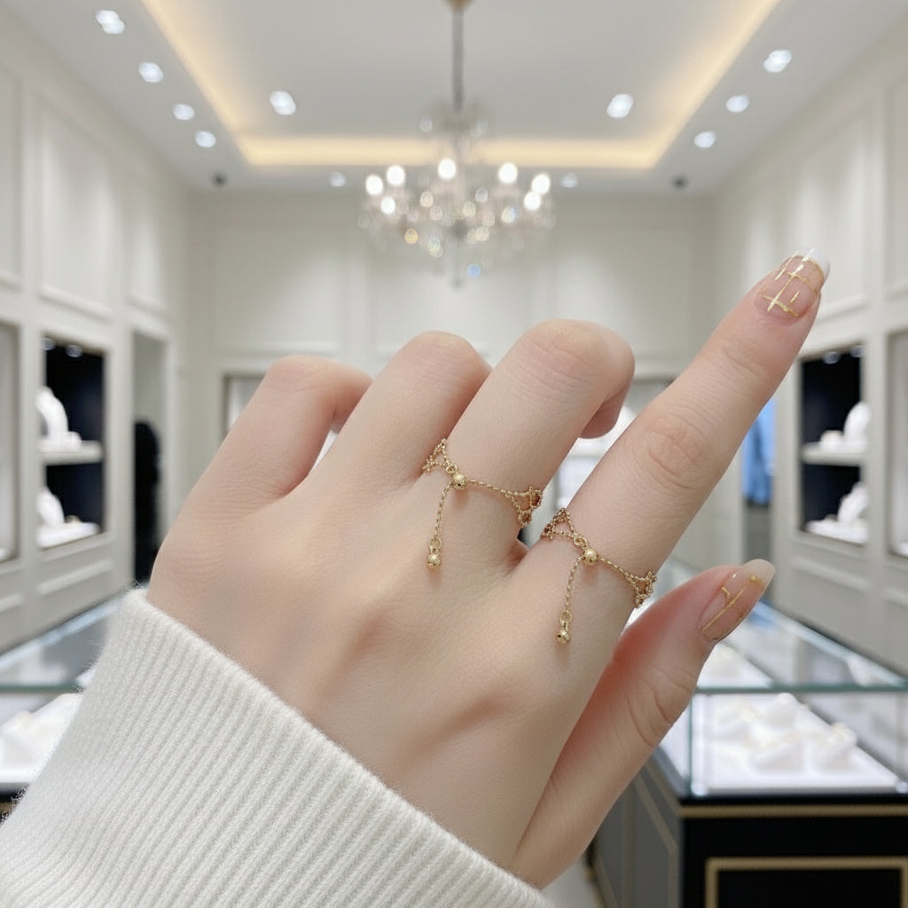 18k Yellow Gold Adjustable Retro Lace Ring-Black Diamonds New York