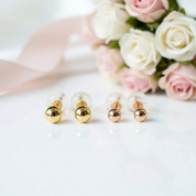 18k Yellow Gold Ball Design Stud Earrings-Black Diamonds New York