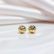 18k Yellow Gold Ball Design Stud Earrings-Black Diamonds New York