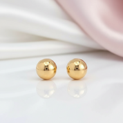 18k Yellow Gold Ball Design Stud Earrings-Black Diamonds New York